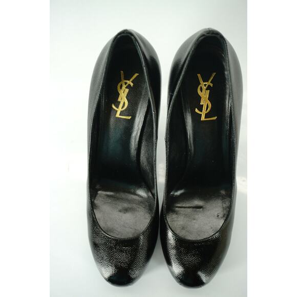 Saint Laurent Black Patent Tribute Platform Pumps Size 40 10 YSL - Picture 9 of 12